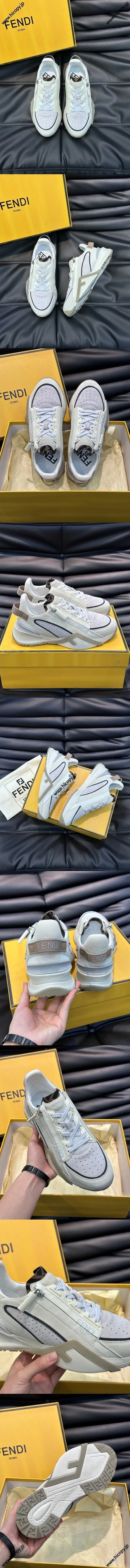 フェンディ フローシリーズ スニーカー ピンク＆パープルのスエード製ランニングシューズ（FENDI 72）