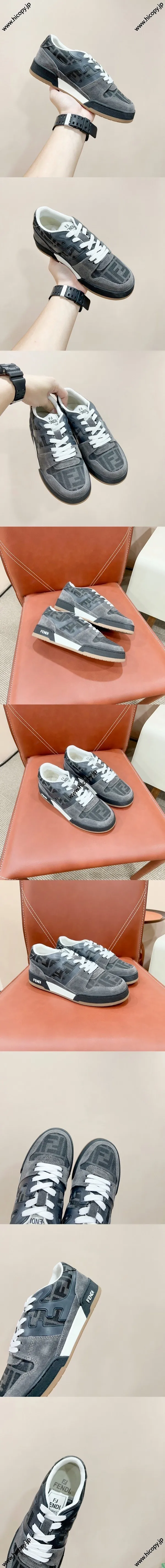 フェンディ マッチ シリーズ キャンバス ロートップ グレースエード レディーススニーカー（8E8470AQ6IF17JT）