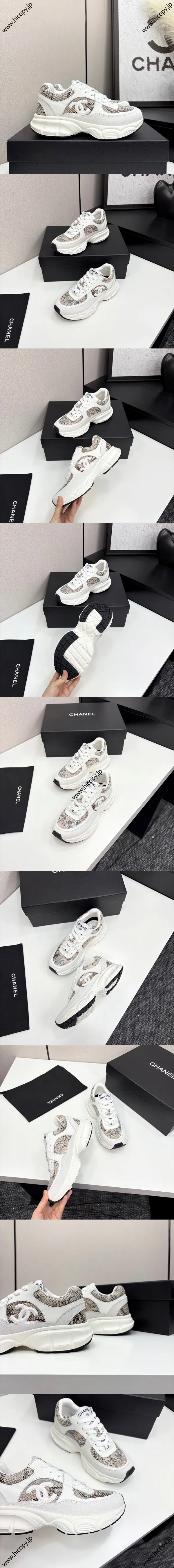 シャネル 25ss春夏新作 厚底スニーカー ホワイトブラウン（Chanel 47）