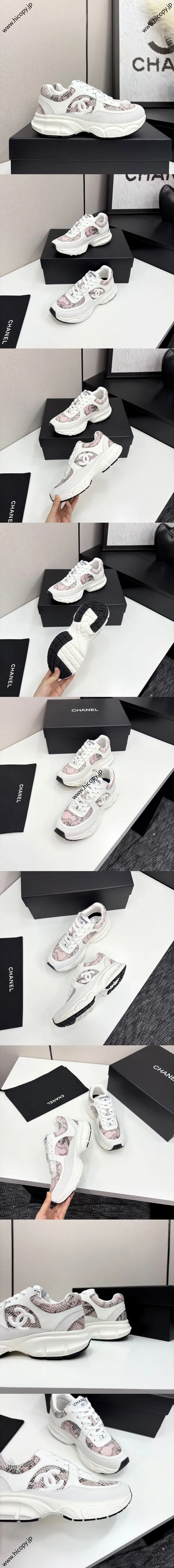 シャネル 25ss春夏新作 厚底スニーカー ピンク ホワイト（Chanel 46）