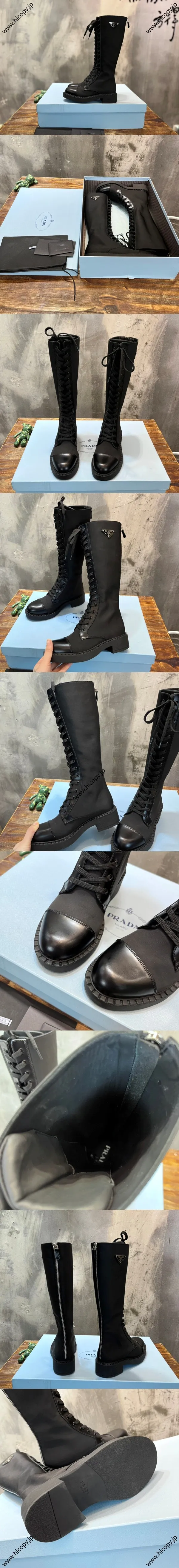PRADA ダークシリーズ 新作 ブラック ハイカット エラスティックブーツ（Prada 83）