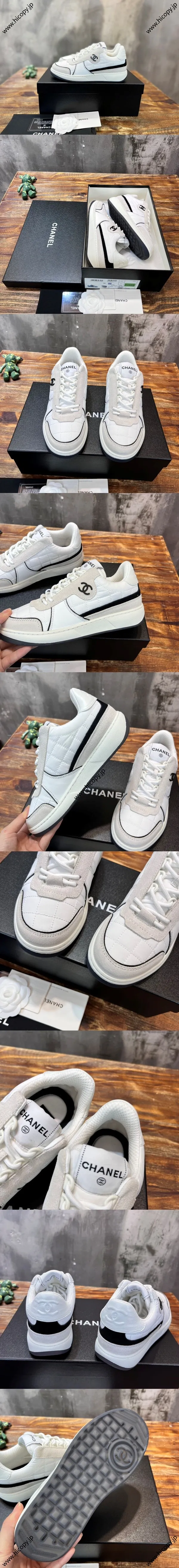 CHANEL シャネル 2023年春夏 ホワイト メッシュ キルティング ローカット カジュアル スニーカー（ホワイト レース）(G39802-Y56332-K5576)