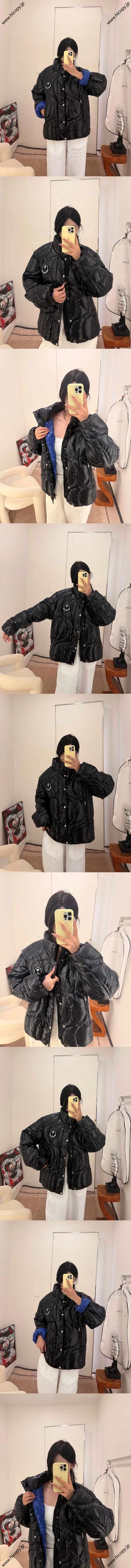 Moncler x Palm Angels ハウナニ コントラストカラー クロップドダウンジャケット ブラックxブルー (J209L1A00015M4441913)