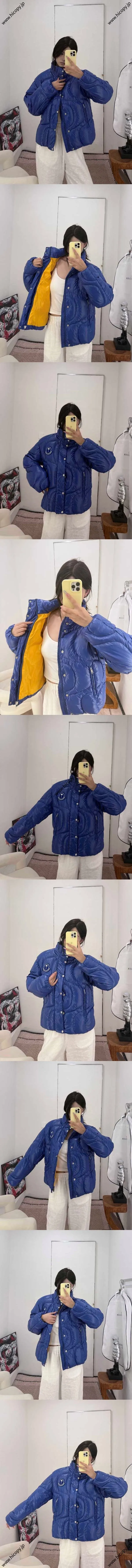 Moncler x Palm Angels ハウナニ コントラストカラー クロップドダウンジャケット (ブルー x イエロー) (J209L1A00015M4441913)