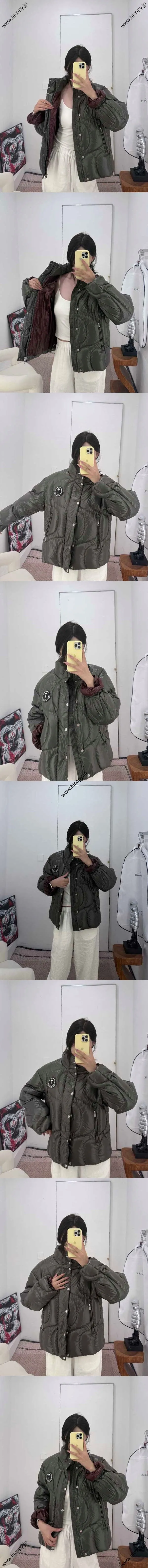 Moncler x Palm Angels ハウナニ コントラストカラー クロップドダウンジャケット（グレー＆バーガンディ）（J209L1A00015M4441913）