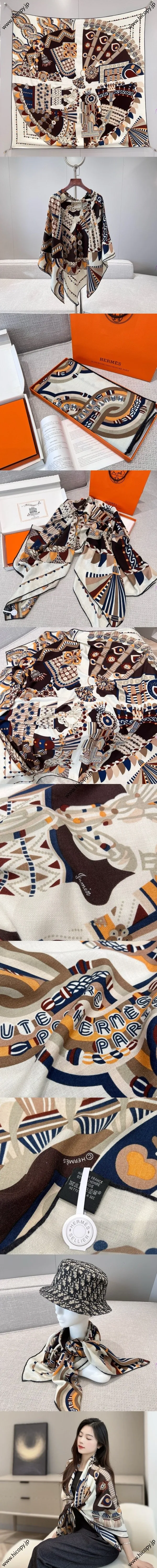 エルメス「オートパリュール」チェスナットブラウン カシミヤ ショール 136*137（Hermès000029）