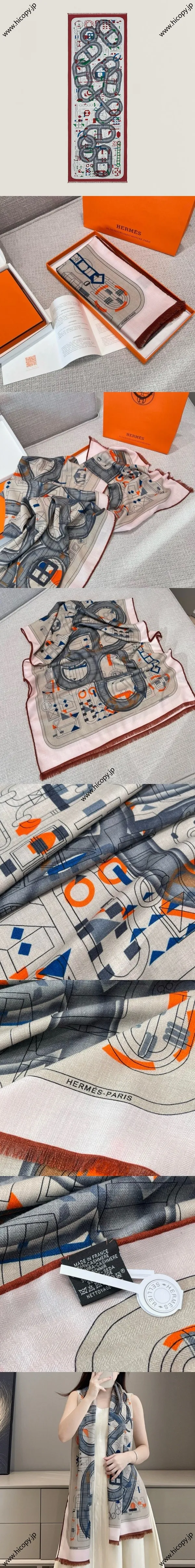 エルメス「アンプリムールフルレクタングル」カシミアマフラー マイラールカラー  63*180（Hermès000014）