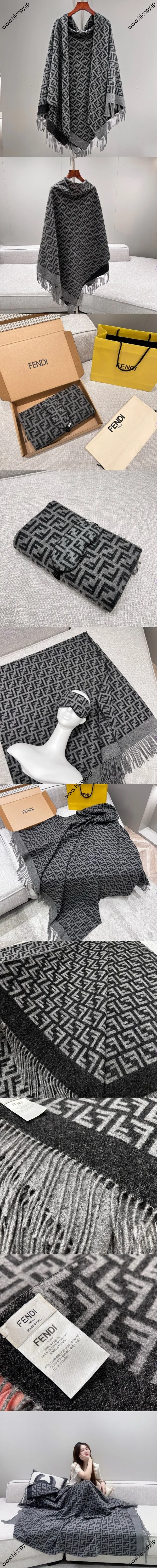 フェンディ ブラック カシミア FFジャカード トラベルショール＆アイマスク 140×160（Fendi000042）