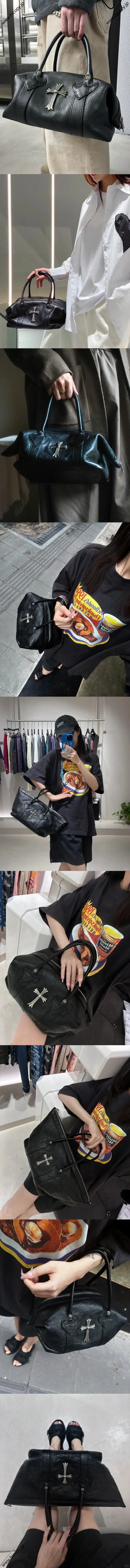 クロムハーツ ブラックレザー モニカクロス ダンプリングバッグ（Chrome Hearts017）