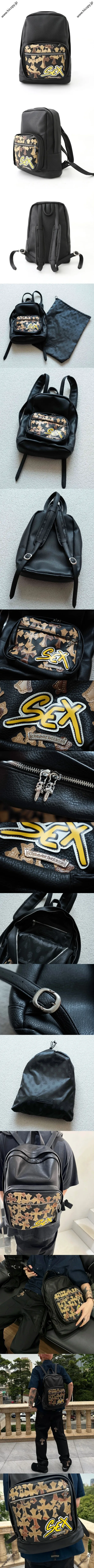 クロムハーツxマティ ボーイ セブンスグレード カモレザー クロスパッチ ブラック バックパック（Chrome Hearts002）