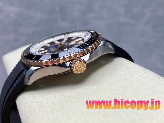 【最高級】ブライティング(BREITLING) スーパーオーシャン Ref.A17360421B1A1：高光セラミックベゼル×青グラデーション文字盤×ロゼゴールド風アクセント｜300m防水?セイゴール(ST2824)搭載ダイバーズ時計