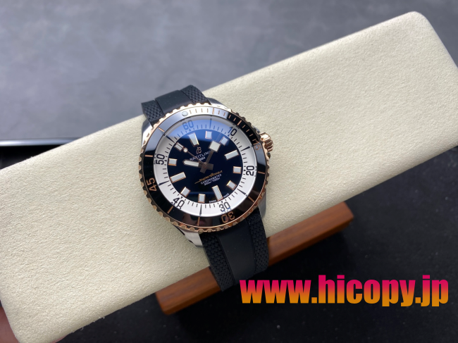 【最高級】ブライティング(BREITLING) スーパーオーシャン Ref.A17360421B1A1：高光セラミックベゼル×青グラデーション文字盤×ロゼゴールド風アクセント｜300m防水?セイゴール(ST2824)搭載ダイバーズ時計