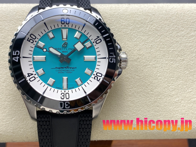 【最高級】ブライティング(BREITLING) スーパーオーシャン Ref.A1736042/B1A1：高輝度セラミックベゼル×鮮やかな青文字盤×ステンレススチール＆ラバーベルト｜300m防水?Top級ムーブメント搭載