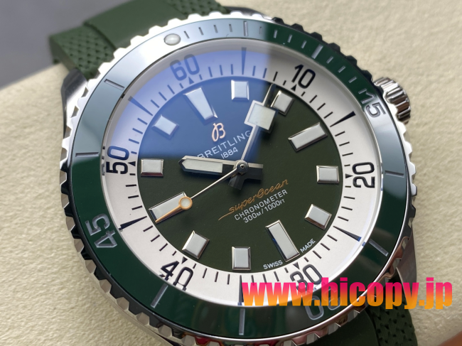 【最高級】ブライティング スーパーオーシャン Ref.A1736042/BB01/2E20 44mm：軍緑系グラデーション＆セラミックベゼル｜300m防水?海鷗(ST2824)搭載?オリジナル同等品質メンズダイバーズ時計