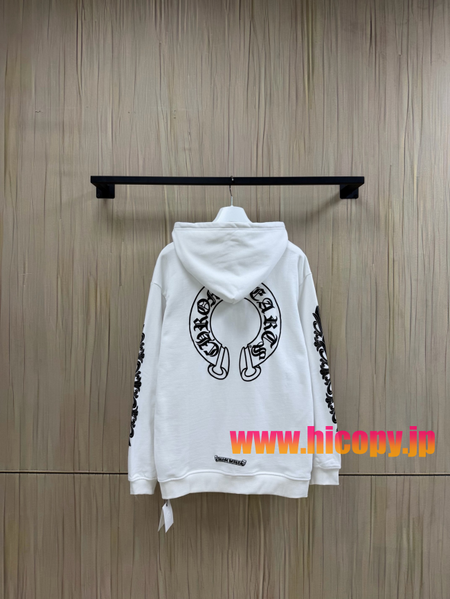 【Chrome Hearts】クロムハーツ ジップパーカー ホワイト 黒ダガープリント 马蹄形ロゴ 500g裏起毛  稀少アイテム