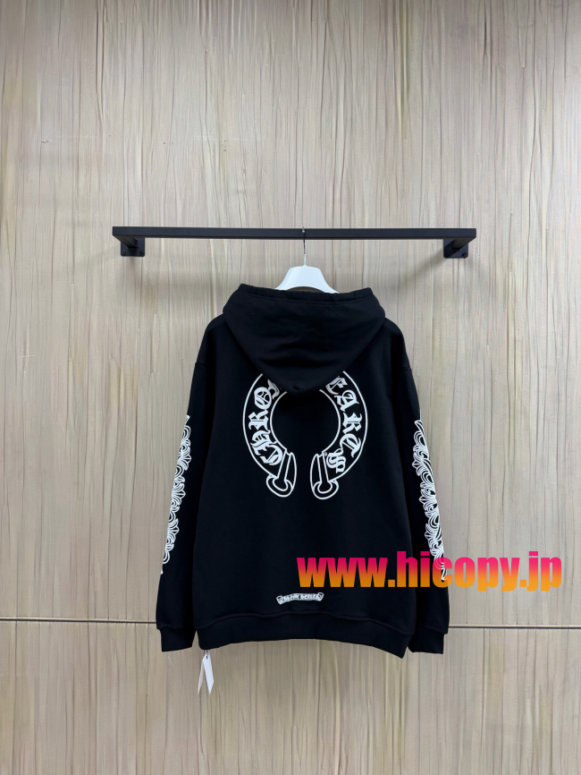 【Chrome Hearts】クロムハーツ ジップパーカー ブラック 白ダガープリント 马蹄形ロゴ 500g裏起毛  稀少アイテム