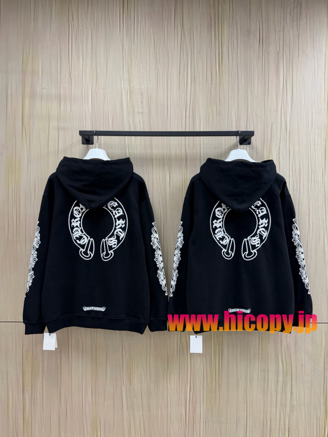 【Chrome Hearts】クロムハーツ ジップパーカー ブラック 白ダガープリント 马蹄形ロゴ 500g裏起毛  稀少アイテム