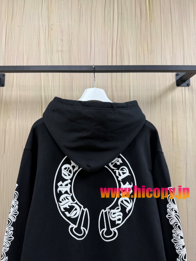 【Chrome Hearts】クロムハーツ ジップパーカー ブラック 白ダガープリント 马蹄形ロゴ 500g裏起毛  稀少アイテム