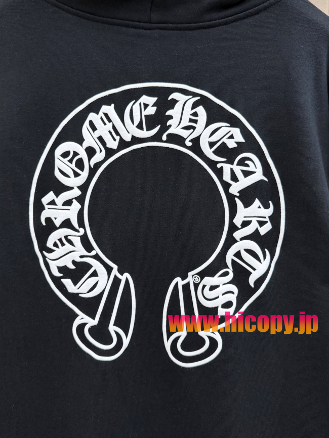 【Chrome Hearts】クロムハーツ ジップパーカー ブラック 白ダガープリント 马蹄形ロゴ 500g裏起毛  稀少アイテム