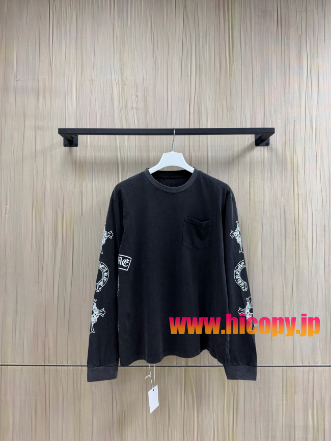【Chrome Hearts】クロムハーツ ロングスリーブTシャツ Soap Water 亲友限定 ソープウォーター 水洗い加工 40支双糸 220g 黒
