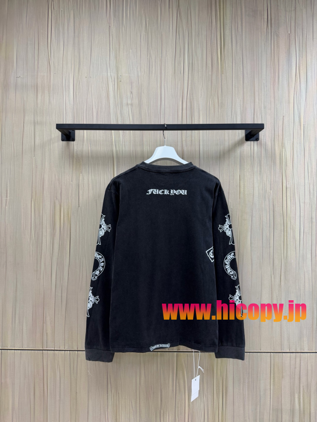 【Chrome Hearts】クロムハーツ ロングスリーブTシャツ Soap Water 亲友限定 ソープウォーター 水洗い加工 40支双糸 220g 黒