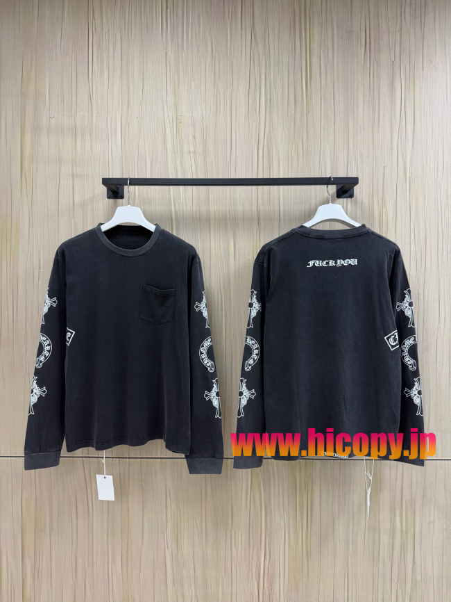 【Chrome Hearts】クロムハーツ ロングスリーブTシャツ Soap Water 亲友限定 ソープウォーター 水洗い加工 40支双糸 220g 黒