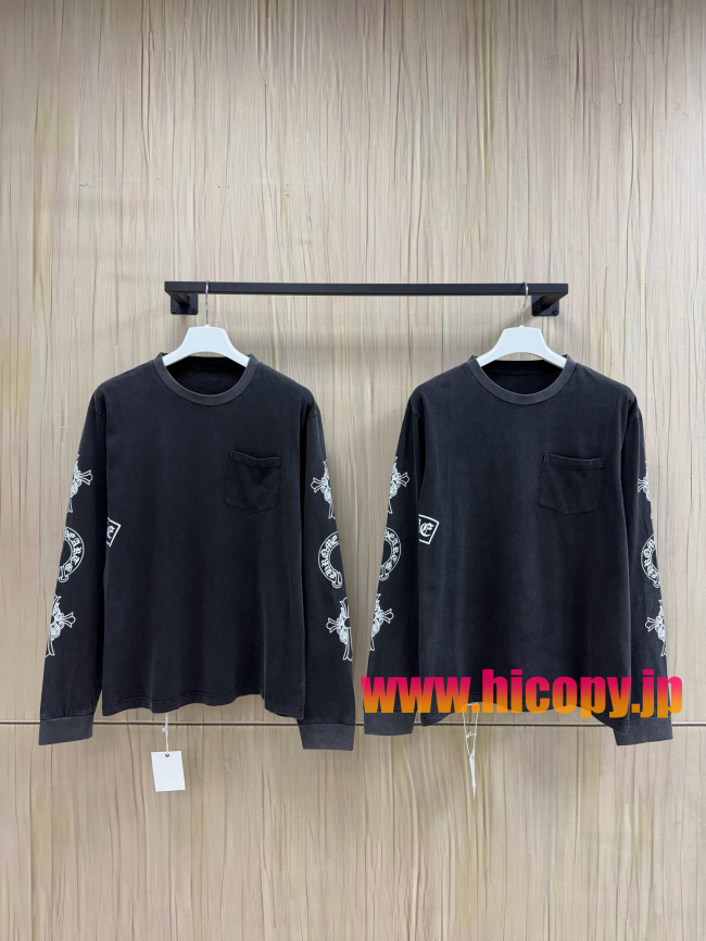 【Chrome Hearts】クロムハーツ ロングスリーブTシャツ Soap Water 亲友限定 ソープウォーター 水洗い加工 40支双糸 220g 黒