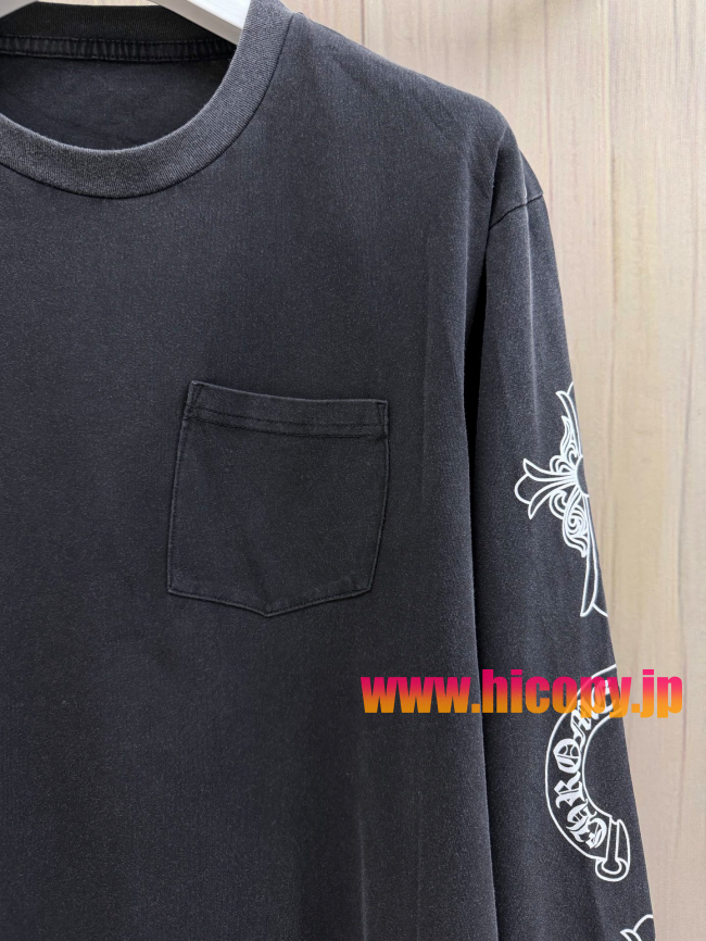 【Chrome Hearts】クロムハーツ ロングスリーブTシャツ Soap Water 亲友限定 ソープウォーター 水洗い加工 40支双糸 220g 黒