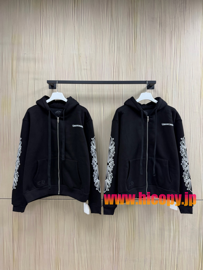 【Chrome Hearts】クロムハーツ ジップパーカー Aspen City Limited アスペン限定 ブラック 白スクロールプリント 500g裏起毛  稀少アイテム