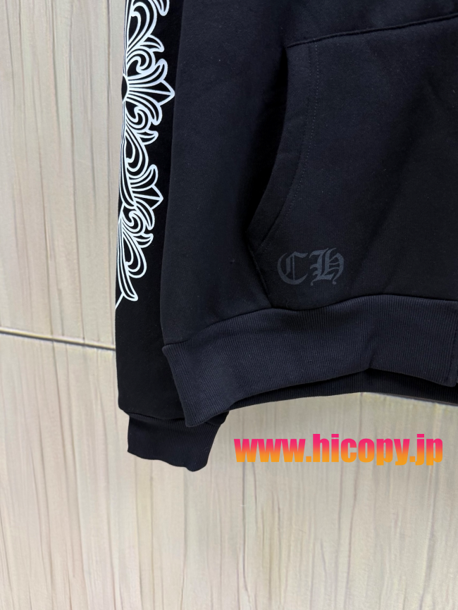 【Chrome Hearts】クロムハーツ ジップパーカー Aspen City Limited アスペン限定 ブラック 白スクロールプリント 500g裏起毛  稀少アイテム
