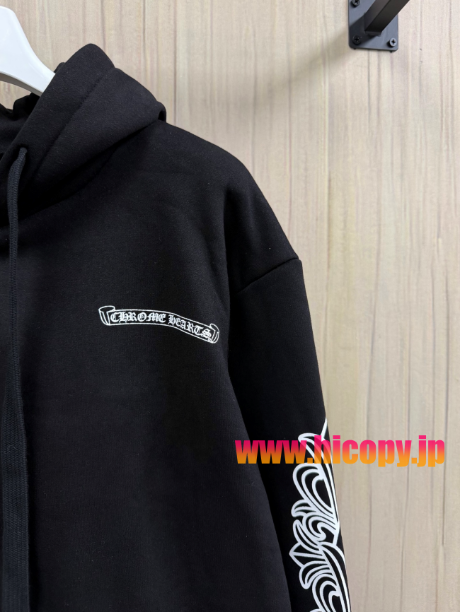 【Chrome Hearts】クロムハーツ ジップパーカー Aspen City Limited アスペン限定 ブラック 白スクロールプリント 500g裏起毛  稀少アイテム