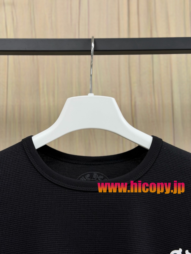 【Chrome Hearts x Deadly Doll】クロムハーツ デッドリー?ドール コラボ ロングスリーブTシャツ ブラック ワッフル生地 定規＆リップ刺繍 280g 稀少限定