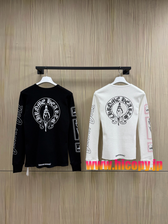 【Chrome Hearts x Deadly Doll】クロムハーツ デッドリー?ドール コラボ ロングスリーブTシャツ ホワイト ワッフル生地 定規＆リップ刺繍 280g 稀少限定
