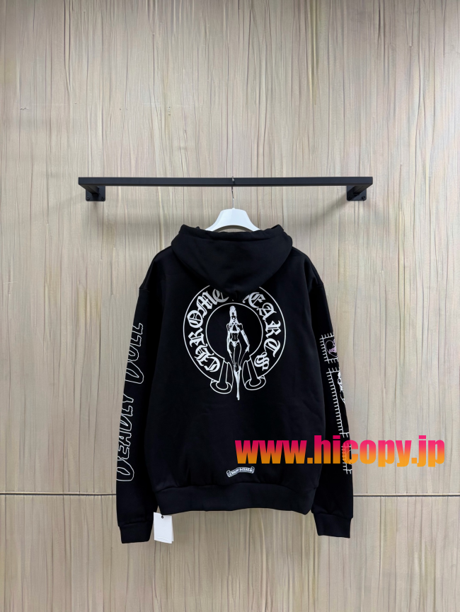 【Chrome Hearts x Deadly Doll】クロムハーツ デッドリー?ドール コラボ ジップパーカー ブラック 420g裏起毛 ピンククロス＆定規プリント  稀少VIP限定