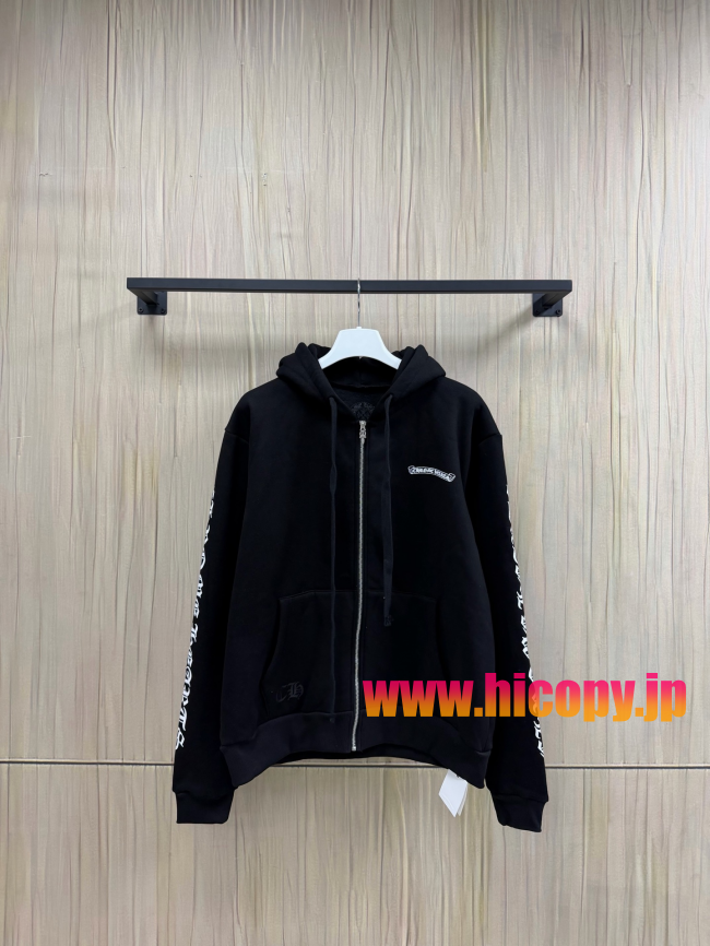 【Chrome Hearts】クロムハーツ ジップパーカー ブラック ゴシックロゴプリント 420g裏起毛  稀少アイテム