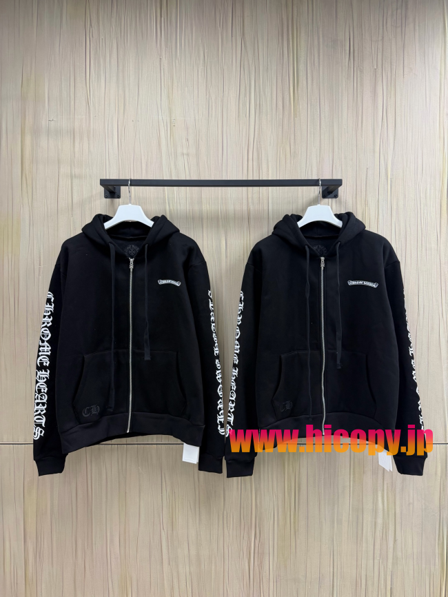 【Chrome Hearts】クロムハーツ ジップパーカー ブラック ゴシックロゴプリント 420g裏起毛  稀少アイテム