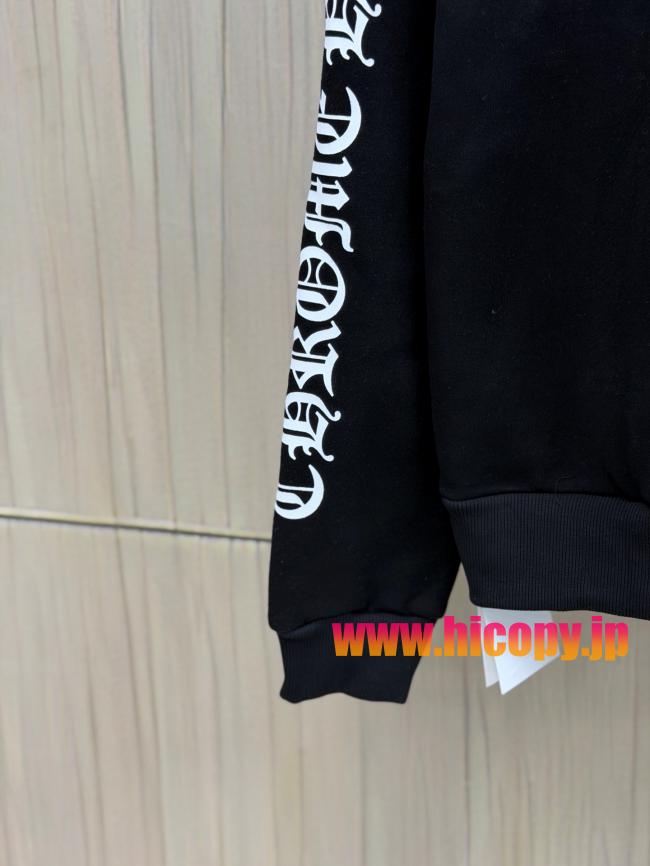 【Chrome Hearts】クロムハーツ ジップパーカー ブラック ゴシックロゴプリント 420g裏起毛  稀少アイテム