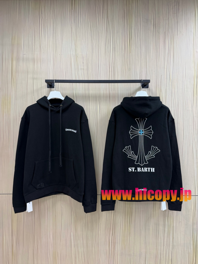 【Chrome Hearts】クロムハーツ ST.barth限定 プルオーバーパーカー ブラック 450g裏起毛 ゴシックロゴ刺繍 稀少アイテム