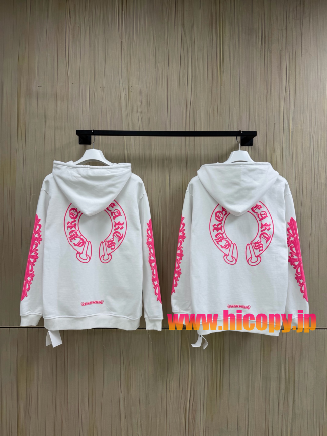 【Chrome Hearts】クロムハーツ ジップパーカー ホワイト×ピンク ダガープリント 500g極厚裏起毛  稀少アイテム