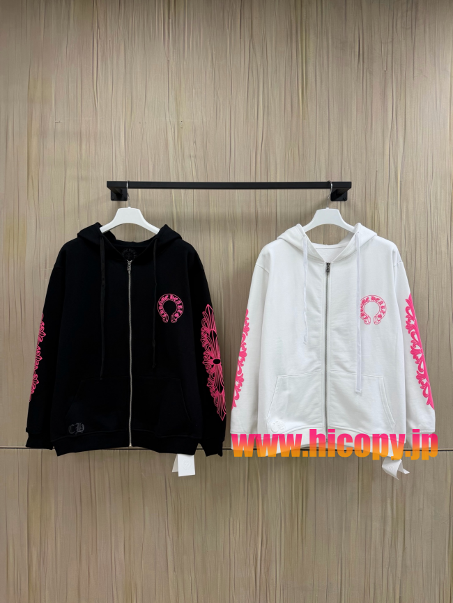 【Chrome Hearts】クロムハーツ ジップパーカー ホワイト×ピンク ダガープリント 500g極厚裏起毛  稀少アイテム