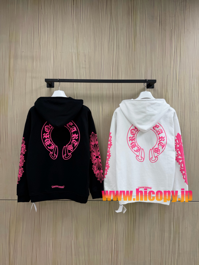 【Chrome Hearts】クロムハーツ ジップパーカー ホワイト×ピンク ダガープリント 500g極厚裏起毛  稀少アイテム