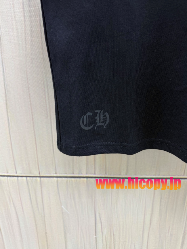 【Chrome Hearts】クロムハーツ ロングスリーブTシャツ ブラック×ブルー ホースシュー＆クロス 40番手双糸 発泡プリント 限定稀少アイテム