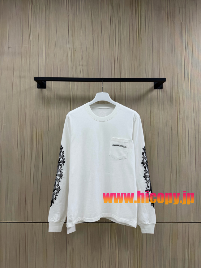 【Chrome Hearts】クロムハーツ ASPENシティ限定 ロングスリーブTシャツ ホワイト バタフライプリント 32番手双糸コットン 稀少アイテム