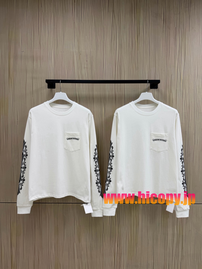 【Chrome Hearts】クロムハーツ ASPENシティ限定 ロングスリーブTシャツ ホワイト バタフライプリント 32番手双糸コットン 稀少アイテム