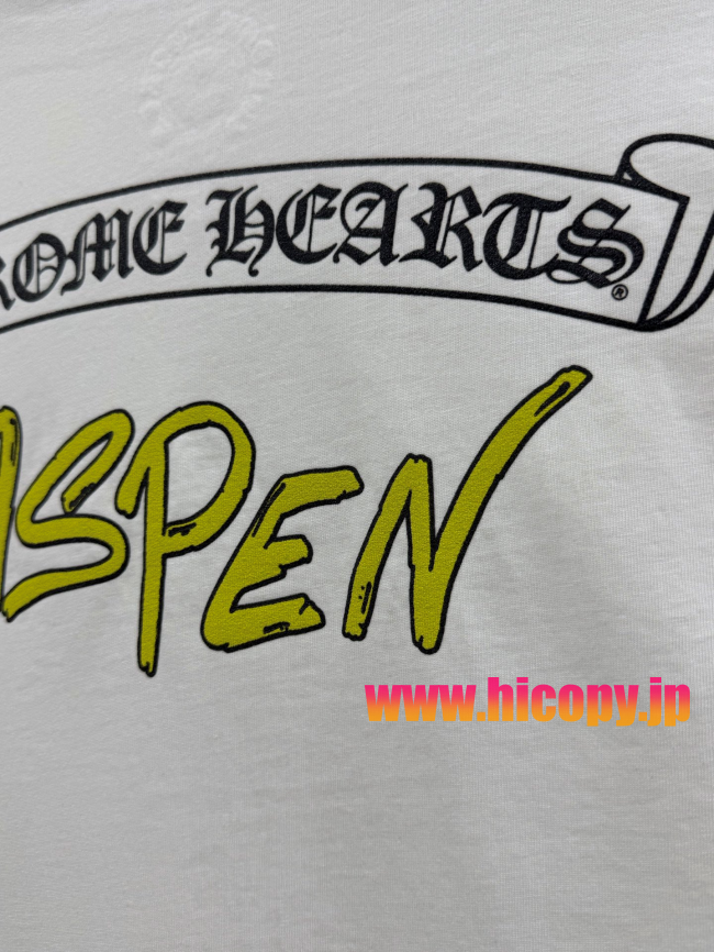 【Chrome Hearts】クロムハーツ ASPENシティ限定 ロングスリーブTシャツ ホワイト バタフライプリント 32番手双糸コットン 稀少アイテム