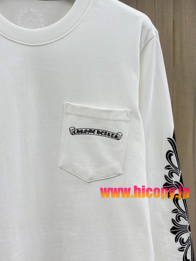 【Chrome Hearts】クロムハーツ ASPENシティ限定 ロングスリーブTシャツ ホワイト バタフライプリント 32番手双糸コットン 稀少アイテム