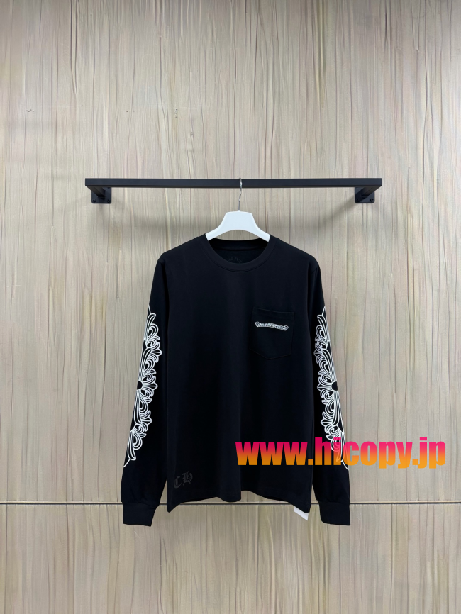 【Chrome Hearts】クロムハーツ ASPENシティ限定 ロングスリーブTシャツ ブラック バタフライプリント 32番手双糸コットン 稀少アイテム