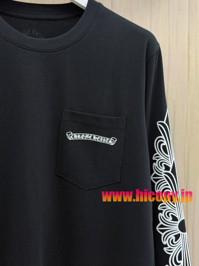 【Chrome Hearts】クロムハーツ ASPENシティ限定 ロングスリーブTシャツ ブラック バタフライプリント 32番手双糸コットン 稀少アイテム