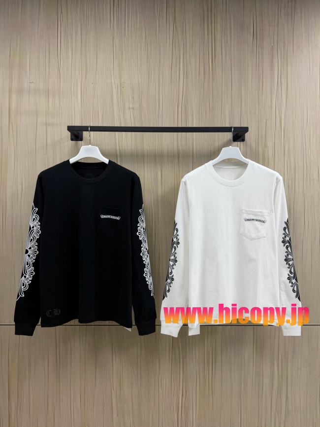 【Chrome Hearts】クロムハーツ ASPENシティ限定 ロングスリーブTシャツ ブラック バタフライプリント 32番手双糸コットン 稀少アイテム