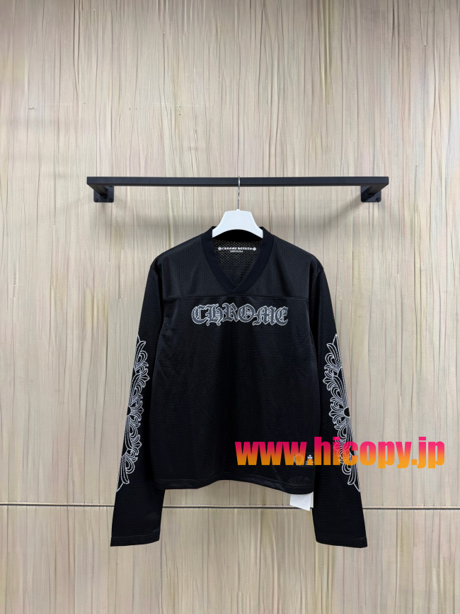 【Chrome Hearts x Matty Boy】クロムハーツ マッティボーイ コラボ アイスホッケージャージ ブラック メッシュ Vネック 240g高密速乾 稀少アイテム